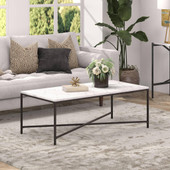 homeroots living room 48" Black And White Manufactured Wood Rectangular Coffee Table 