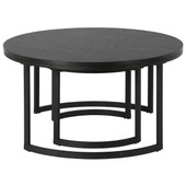 homeroots living room Set Of Two 36" Black Manufactured Wood Round Nested Coffee Tables 