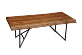 homeroots living room 50" Black And Brown Solid Wood Rectangular Coffee Table 