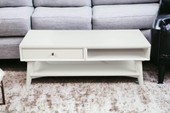 homeroots living room 48" White Rectangular Coffee Table With Drawer 