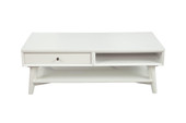 homeroots living room 48" White Rectangular Coffee Table With Drawer 