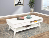 homeroots living room 48" White Rectangular Coffee Table With Drawer 