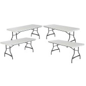 LIFETIME Lifetime 182.9 cm (6 ft.) Commercial Folding Tables, 4-Pack - White and Black 