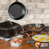 LODGE Lodge 5-Piece Cast Iron Cooking Set with Griddle, 2 Skillets, Dutch Oven & Cover 