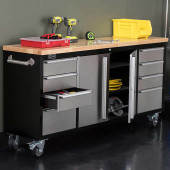 trinity Trinity 72 in. Stainless-Steel Rolling Workbench - Heavy-Duty Garage Storage 