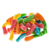  Kervan Neon Sour Gummy Worms 5 lb. - 4/Case - Tangy and Vibrant Dessert Topping 