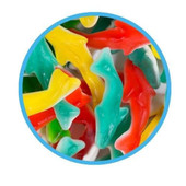  Kervan Assorted Colored Gummy Sharks 5 lb. - 4/Case - Shark Delights 