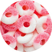  Albanese Watermelon Gummi Rings 4.5 lb. - 4/Case  Gummies in Pink and White 