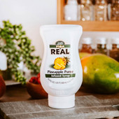 Real 16.9 fl. oz. Pineapple Puree Infused Syrup - Refreshing Tropical Flavor - Chicken Pieces