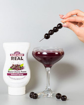 Real 16.9 fl. oz. Black Cherry Puree Infused Syrup - Sweet and Tart Flavor - Chicken Pieces