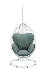 Green And White Metal Swing Chair With Cushion