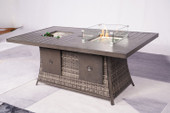 Gray Wicker Outdoor Gas Fire Pit Table with Ice Bucket