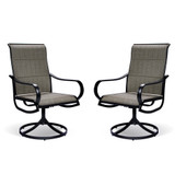 Set of 2 Gray Padded Swivel Outdoor Dining Chairs