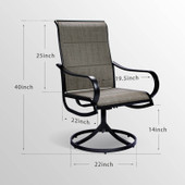 Set of 2 Gray Padded Swivel Outdoor Dining Chairs