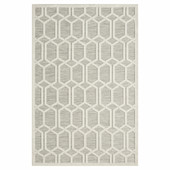 5' X 7' Gray And Ivory Geometric Stain Resistant Indoor Outdoor Area Rug