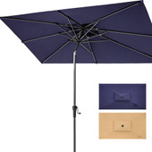 9' Navy Blue Polyester Rectangular Tilt Market Patio Umbrella