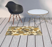 2' X 4' Ivory Floral Stain Resistant Indoor Outdoor Area Rug