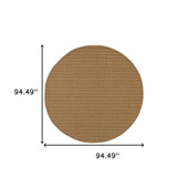 8' Tan Round Striped Stain Resistant Indoor Outdoor Area Rug
