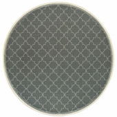 8' Grey Round Geometric Stain Resistant Indoor Outdoor Area Rug - CP-HMEROOTS-507057