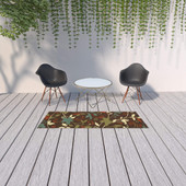 26.77 X 90.55 Brown Floral Stain Resistant Indoor Outdoor Runner Rug