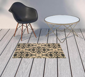 2' X 4' Sand Oriental Stain Resistant Indoor Outdoor Area Rug