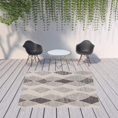 8' X 9' Gray Geometric Indoor Outdoor Area Rug