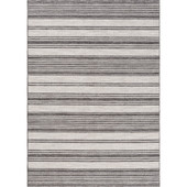 5' X 7' Gray And Ivory Striped Indoor Outdoor Area Rug