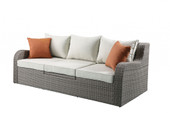 3 Piece Gray Wicker Patio Sectional And Ottoman Set