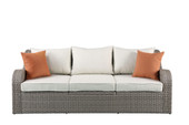 3 Piece Gray Wicker Patio Sectional And Ottoman Set