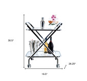 16.5" X 26.25" X 30.5" Chrome Xshape Bar Cart