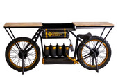 Black And Gold Metal Mango Wood Bike Bar Counter