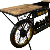 Black And Gold Metal Mango Wood Bike Bar Counter