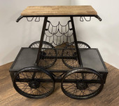 Rustic Black Rail Car Bar Cart