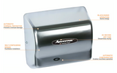 American Dryer Automatic Hand Dryer - Stainless Steel, 100-240V/1PH - Chicken Pieces