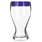 Libbey 92316 16 oz Aruba Beer Glass w/ Cobalt Blue Rim, Anneal-Treated 12/Case - Chicken Pieces