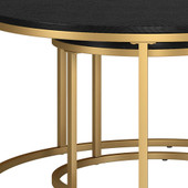 Set of Two 35" Black And Gold Steel Round Nested Coffee Tables