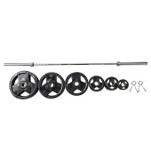 Inspire Fitness 136 kg (300 lb.) Rubber Olympic Weight Set with 7 ft. Olympic Bar and Spring Clips - Chicken Pieces