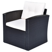 All-Weather Wicker PE Rattan 6-Piece Patio Dining Set - Includes Sofas, Ottomans, Coffee Table & Removable Cushions