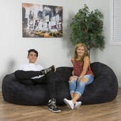 Chicken Pieces Jasper Traditional 8 Foot Cylindrical Suede Bean Bag, Black 