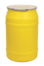 Chicken Pieces Eagle Manufacturing 55 Gallon Yellow Straight-Sided Plastic Barrel Drum with Metal Lever-Lock, High-Density 