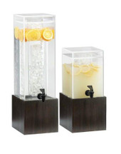 Chicken Pieces Cal-Mil 3 Gallon Beverage Dispenser with Ice Tube - Plastic Container, Midnight Bamboo Base, Clear Acrylic 