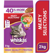 WHISKAS Dry Cat Food Meaty Selections With Real Chicken, Bag 2 kg WHISKAS Chicken Pieces