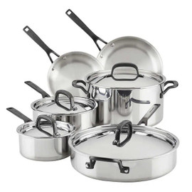 KitchenAid 3-Ply Base Stainless Steel Cookware Set, 12-Piece - Elevate Your Culinary Craftsmanship with Elegance