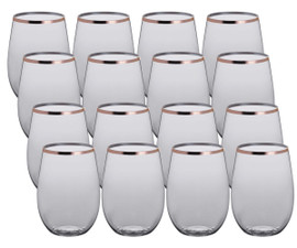 Visions 16 oz. Heavy Weight Clear Plastic Stemless Wine Glass - 64/Case