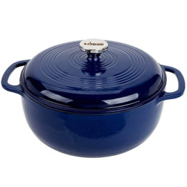 Lodge EC6D33 Enameled Cast-Iron Dutch Oven with Cover, Blue, 6 Qt