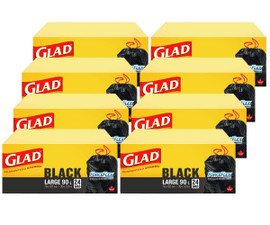 Glad Black Garbage Bags - Large 90 Litres, 30 Bags(8/Case)