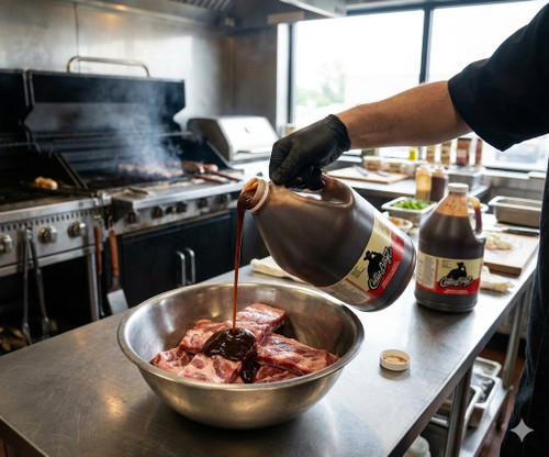 Cattle Boyz Gourmet Original BBQ sauce 4L jug bulk Canadian made award winning barbeque sauce for restaurants Bulk 4 litre Cattle Boyz BBQ sauce for commercial kitchens CHICKEN PIECES