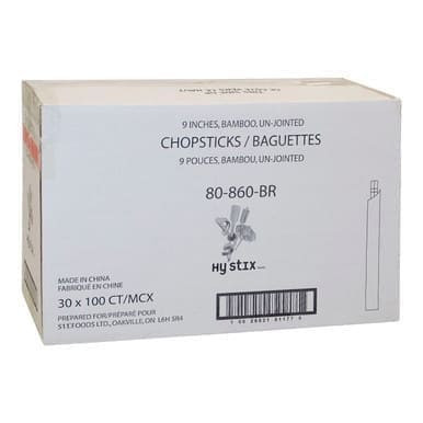 Hy Stix Round Unjointed Red Chopsticks, Individually Wrapped | 100UN/Unit, 30 Units/Case