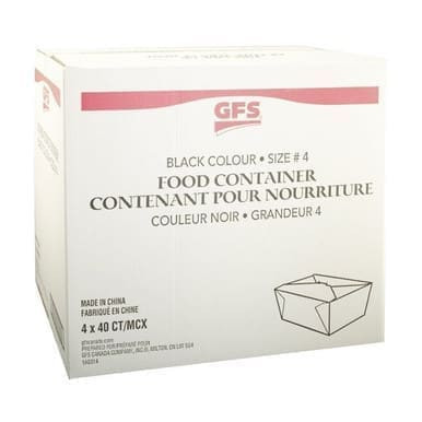 Gordon Choice GFS Black Paper Containers, 3.5X8.5X6.5In, Bioplus #4, Ecology Friendly | 40UN/Unit, 4 Units/Case