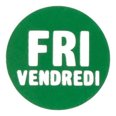 Gordon Choice GFS .75In Green Round Day Spot Labels, Cold Temp, Bilingual, Friday | 2UN/Unit, 20 Units/Case